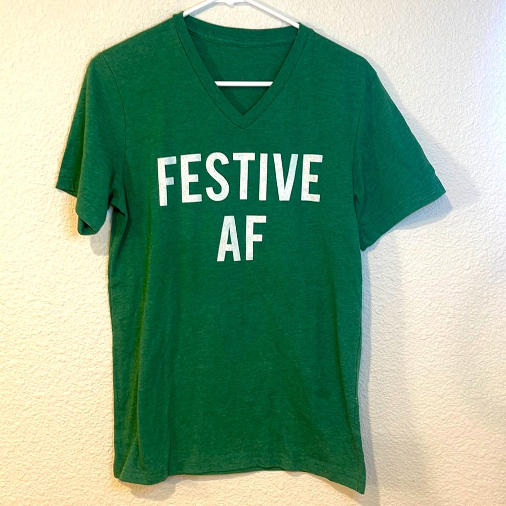 Green “Festive AF” Short Sleeve-Great for St Patrick’s & the winter holidays!